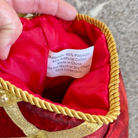 Burgundy Red Velvet & Gold Tassel Trim Christmas Stocking - Maximalist Decor - Picture 8 of 10